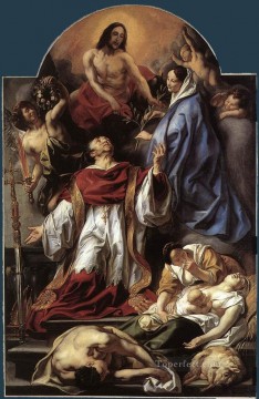 ジェイコブ・ヨルダーンス Painting - 聖チャールズはミラノのペスト犠牲者の世話をする フランドル バロック様式 ヤコブ ヨルダーンス
